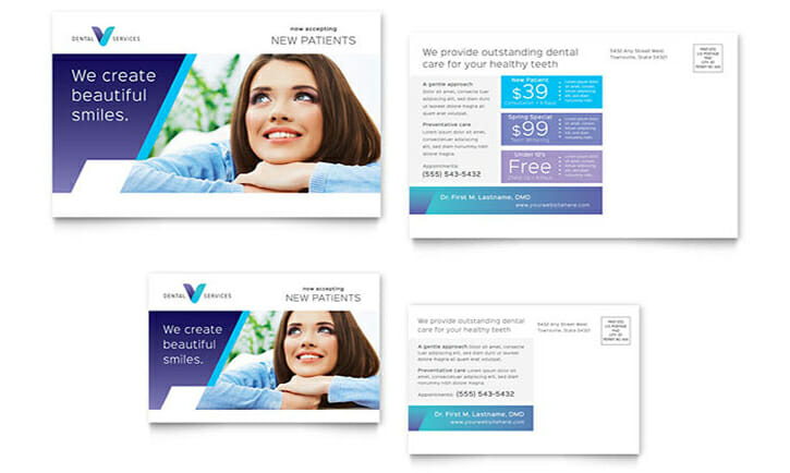 Dentist marketing postcard template