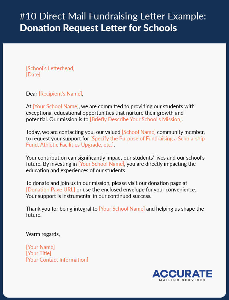 sample fundraising letter for schools