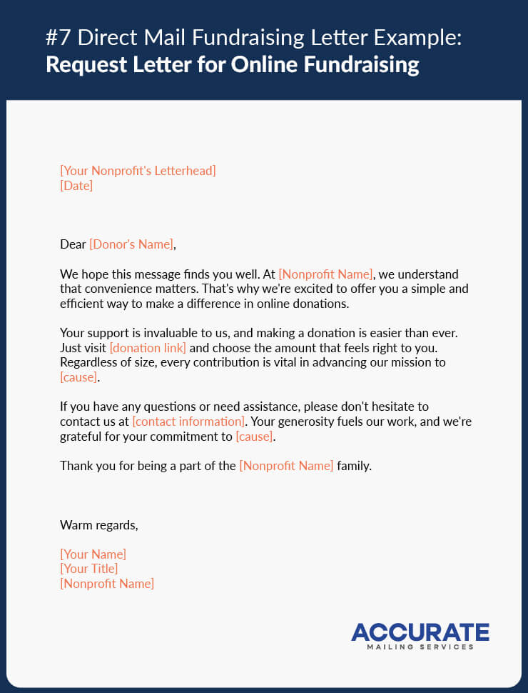 Direct Mail Fundraising Letter Example: Request Letter for Online Fundraising